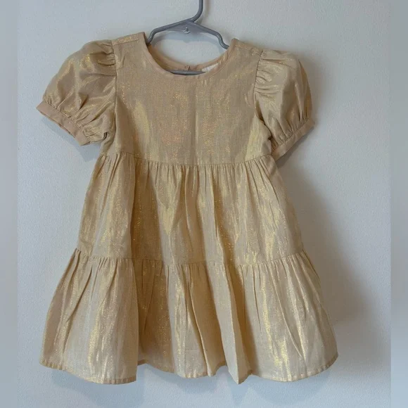 Cat & Jack | Dresses | Cat Jack Gold Shimmery Short Sleeve Toddler Girl  Dress In 3t | Poshmark